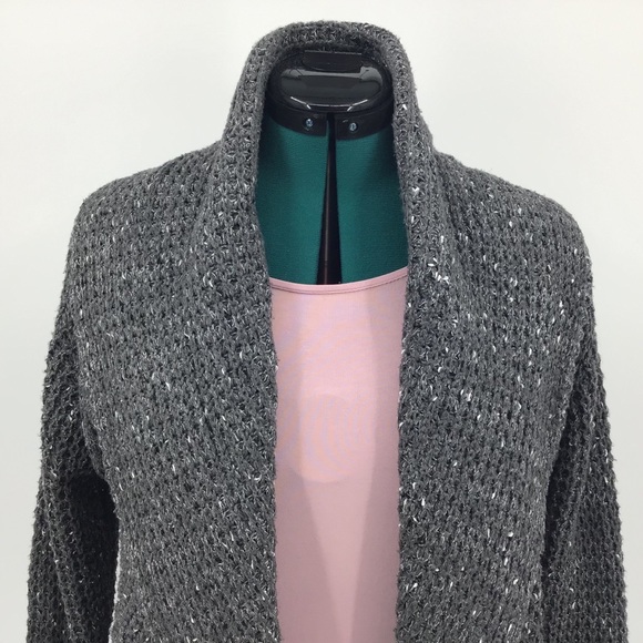 Minkas Grey Knit Circular Open Cardigan, Small - Picture 2 of 16